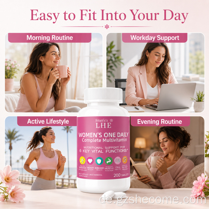 Shecome Multivitamin-Tabletten für Frauen zur Unterstützung des Immunsystems und der Knochen